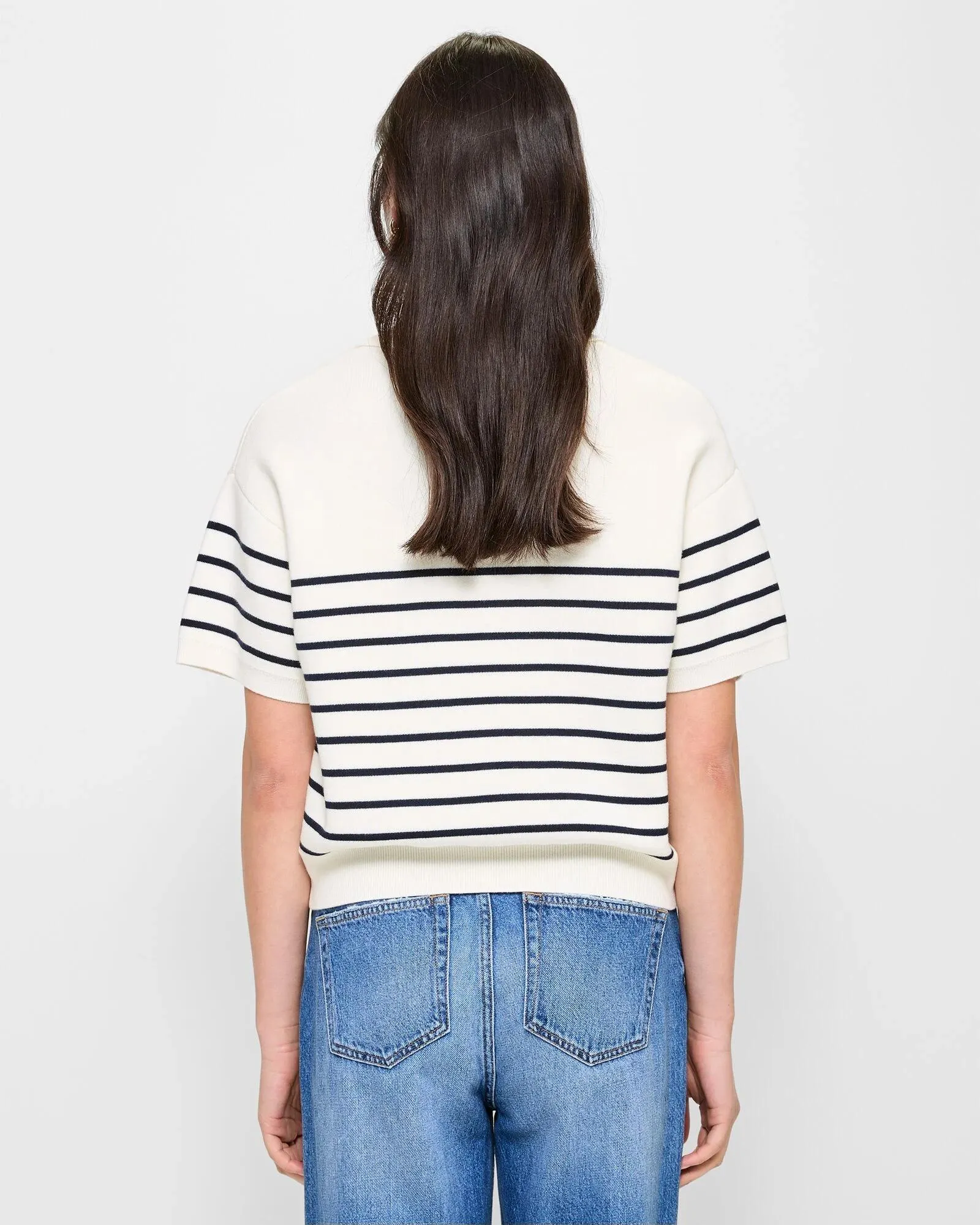 popular  Australian Cotton Breton Stripe Knit Polo Top
