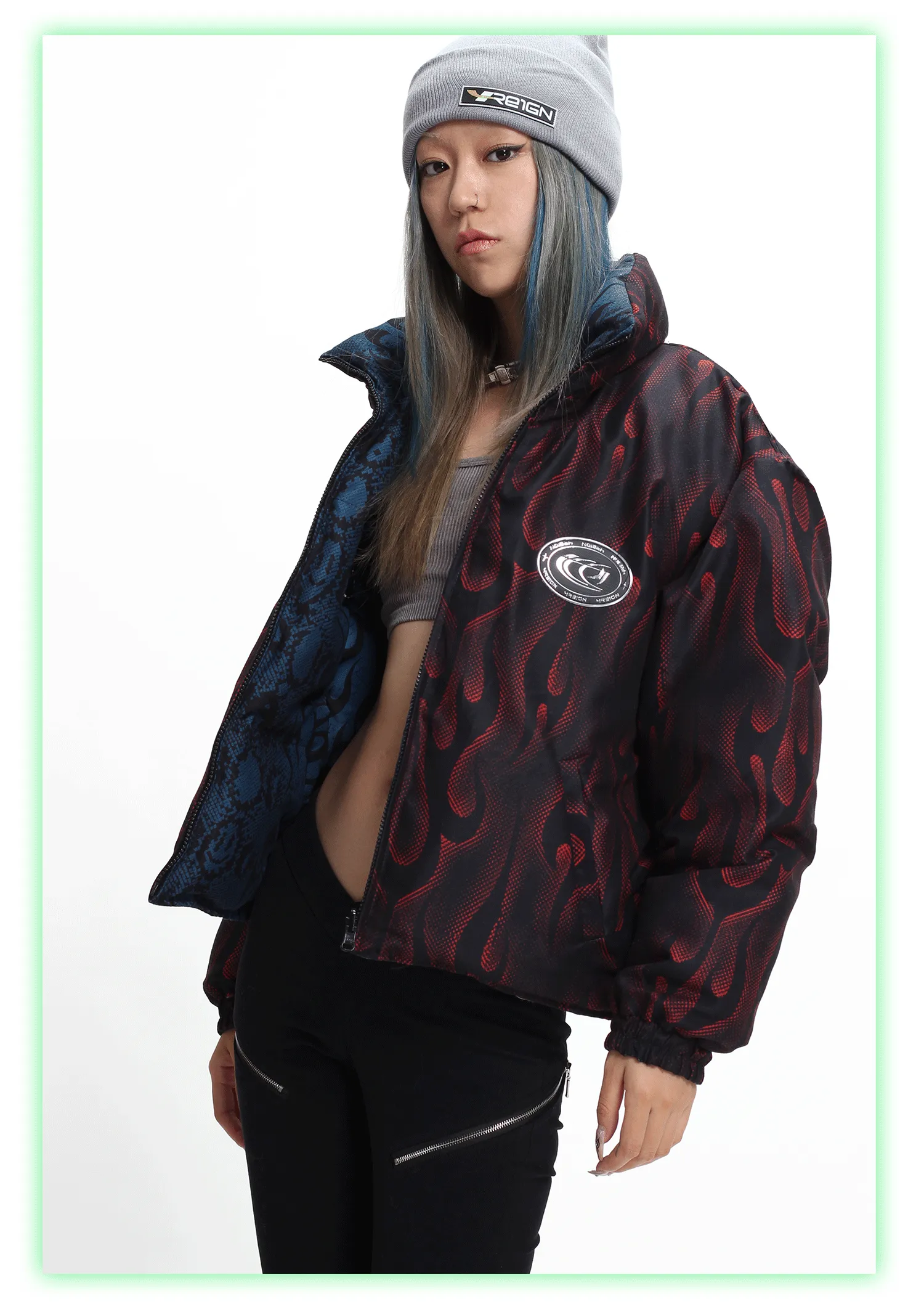 PYTHON FLAME double-sided puffer