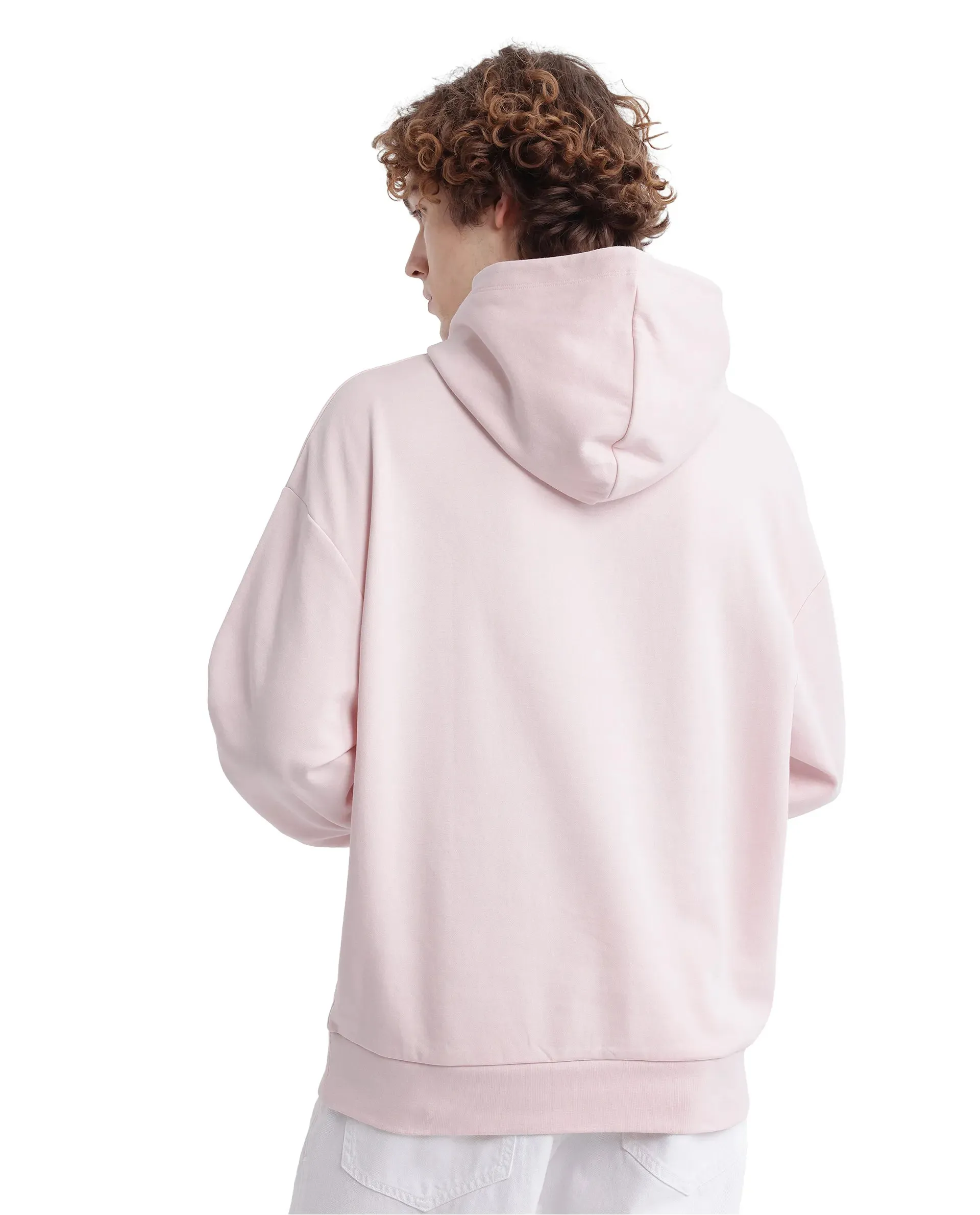 Rare Rabbit Men Junol Pastel Pink Full Sleeve Boxy Fit Printed Sweatshirt