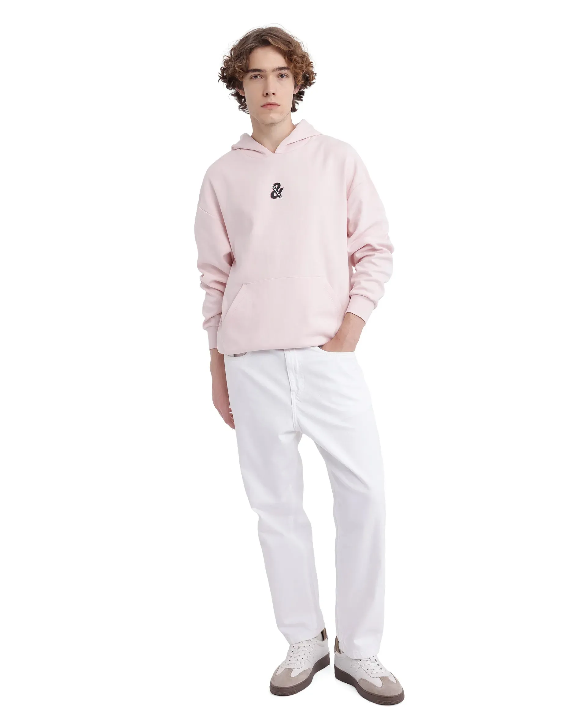 Rare Rabbit Men Junol Pastel Pink Full Sleeve Boxy Fit Printed Sweatshirt