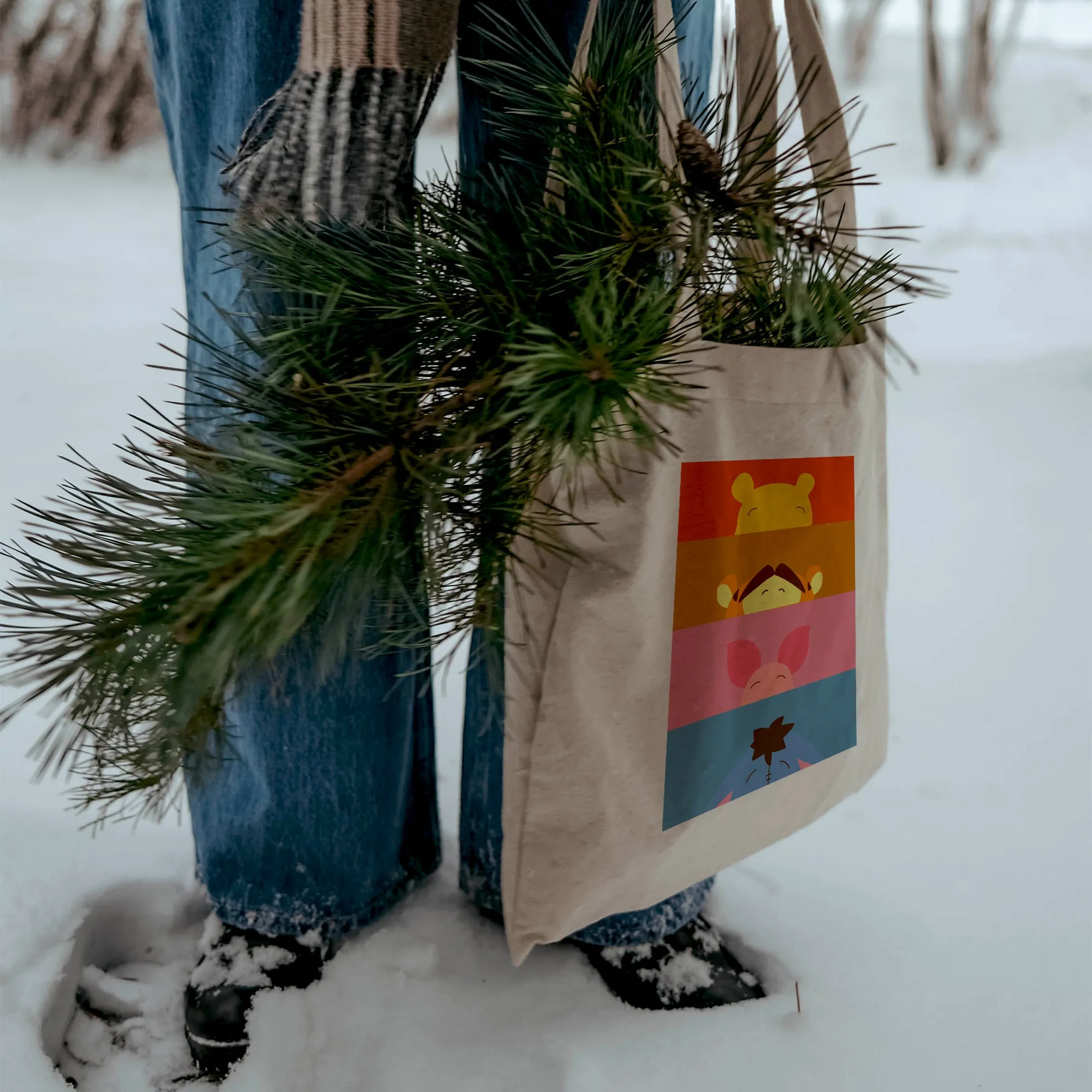 Retro Winnie The Pooh Characters Tote Bag