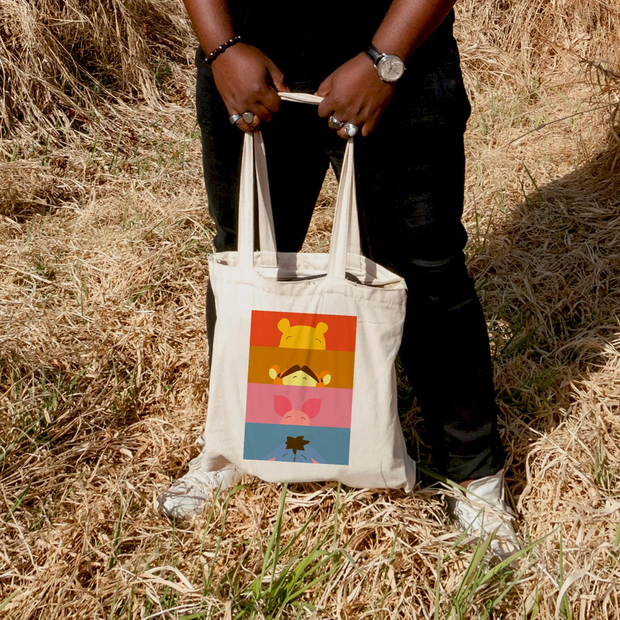 Retro Winnie The Pooh Characters Tote Bag