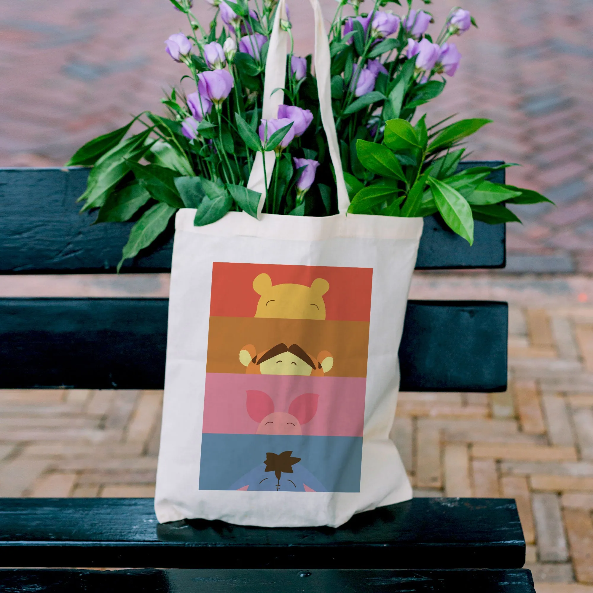 Retro Winnie The Pooh Characters Tote Bag