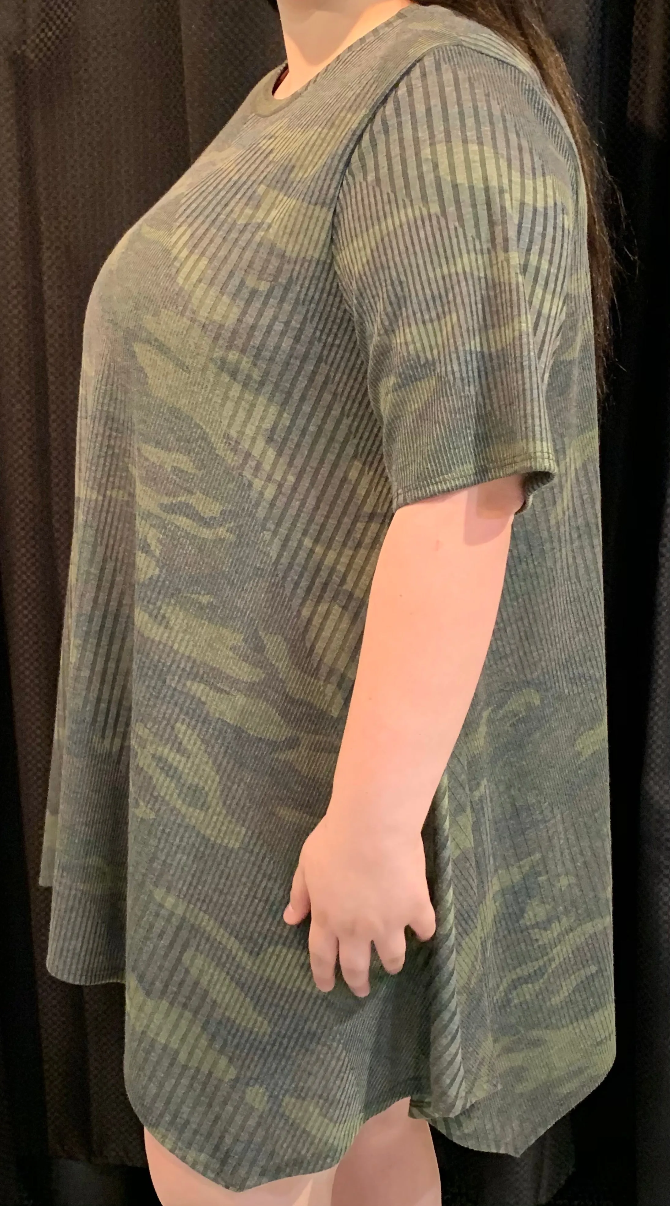 Ribbed Aline Camo Tunic - Women Plus Size
