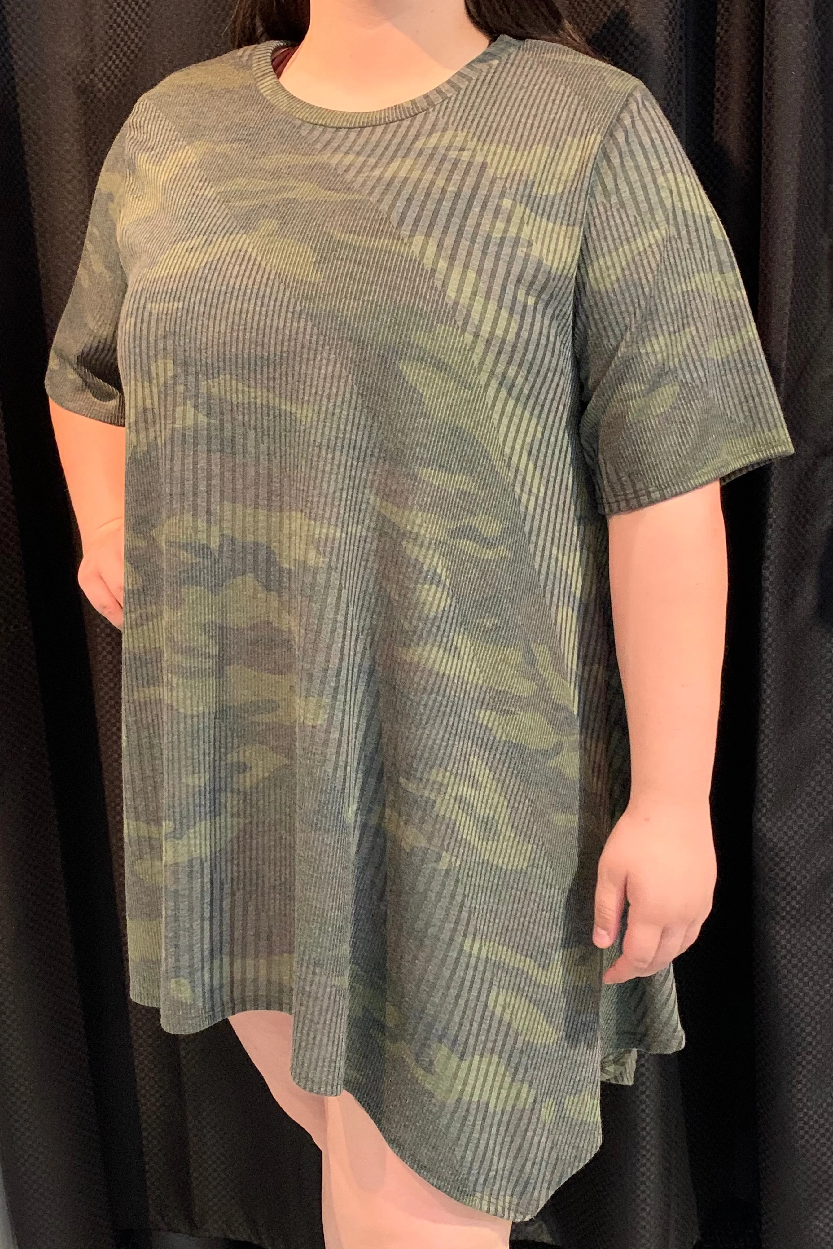 Ribbed Aline Camo Tunic - Women Plus Size