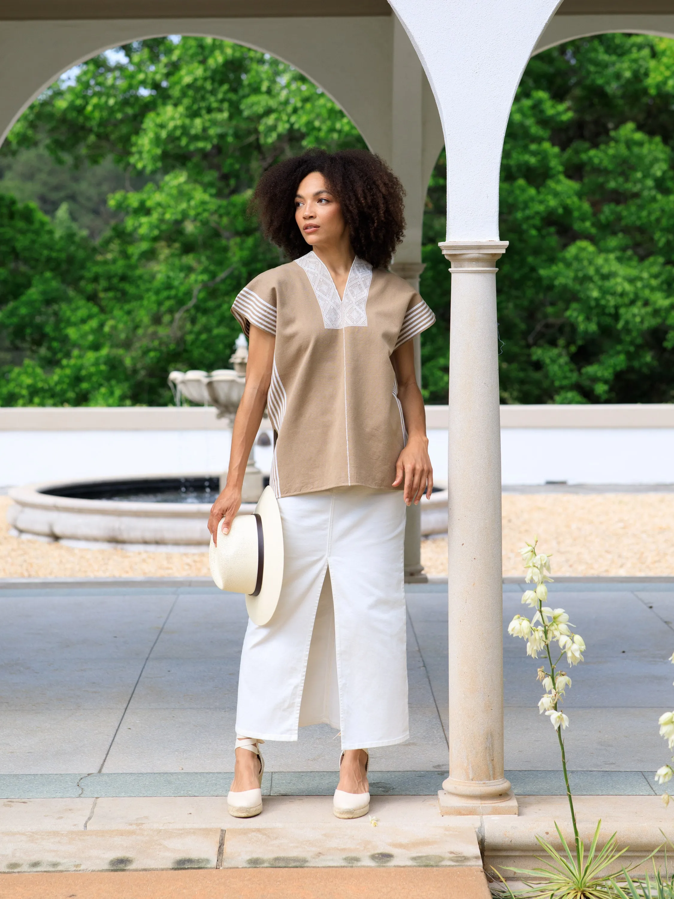 Sabio Mexican Top - Hazel Brown, Ivory