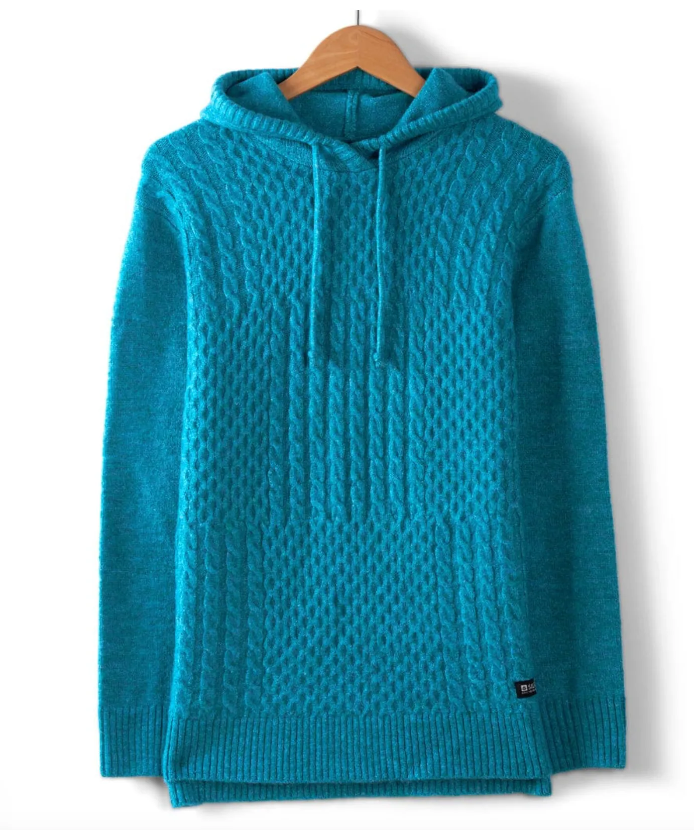 Saltrock Hele Bay - Womens Longline Knitted Hoodie - Blue
