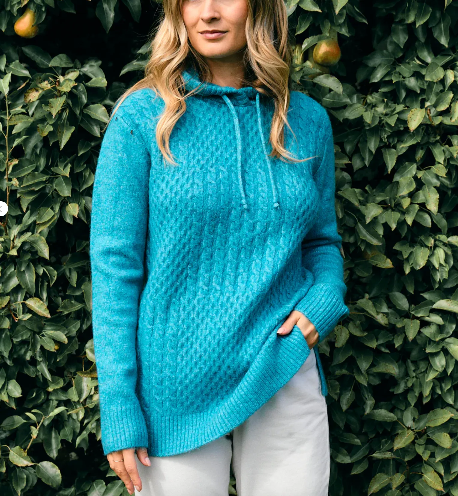 Saltrock Hele Bay - Womens Longline Knitted Hoodie - Blue