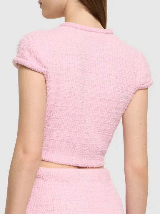 Self-portrait   Embellished knit viscose blend top 