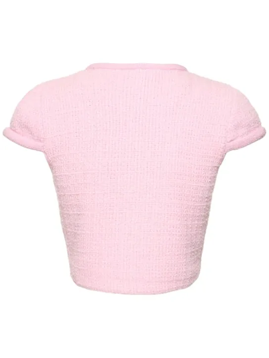 Self-portrait   Embellished knit viscose blend top 