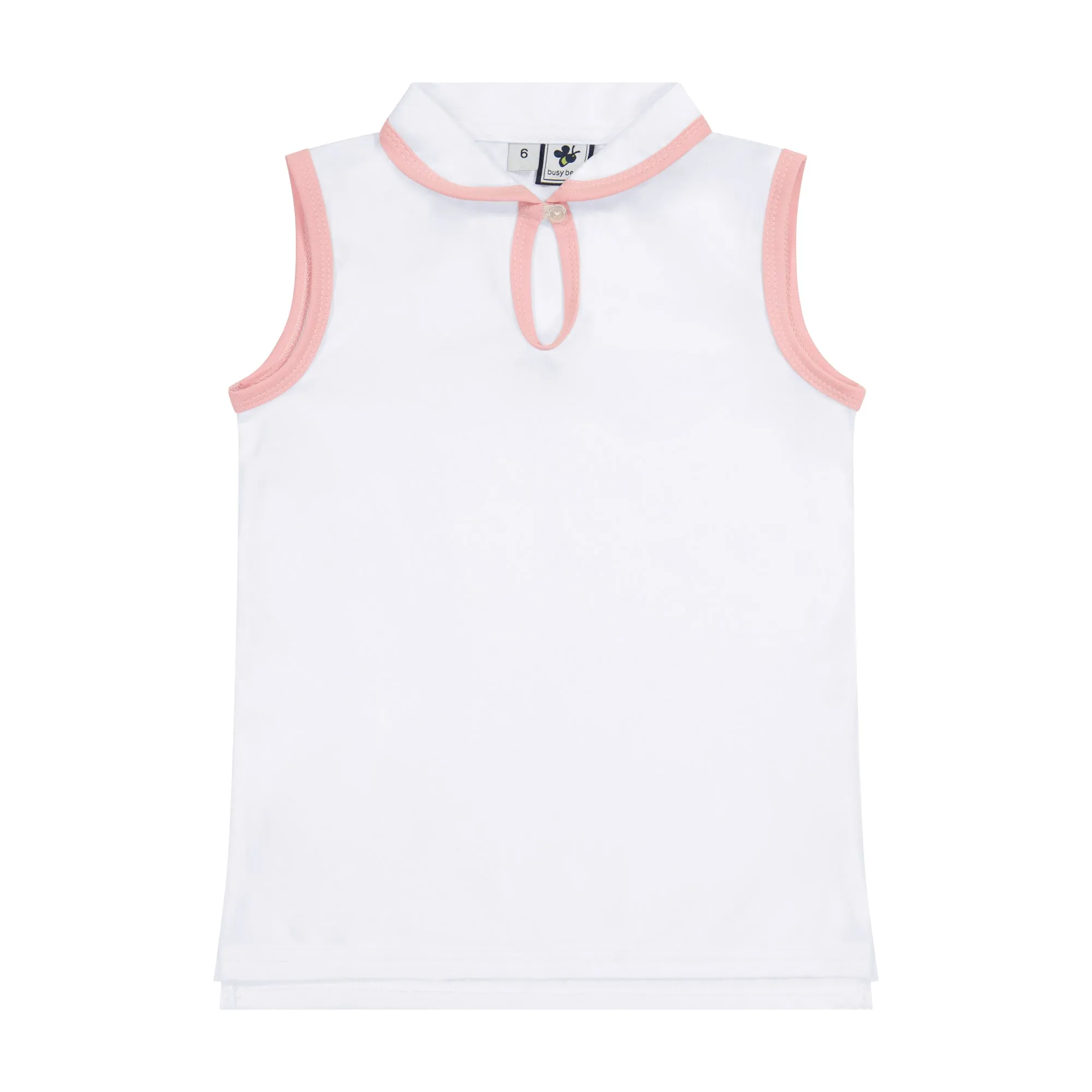 Serena Sleeveless Performance Polo White Pink Dri-Fit