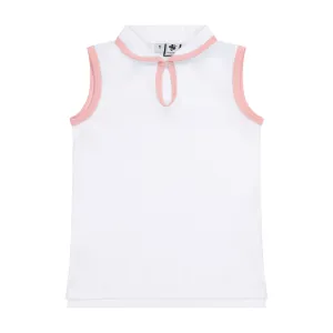 Serena Sleeveless Performance Polo White Pink Dri-Fit