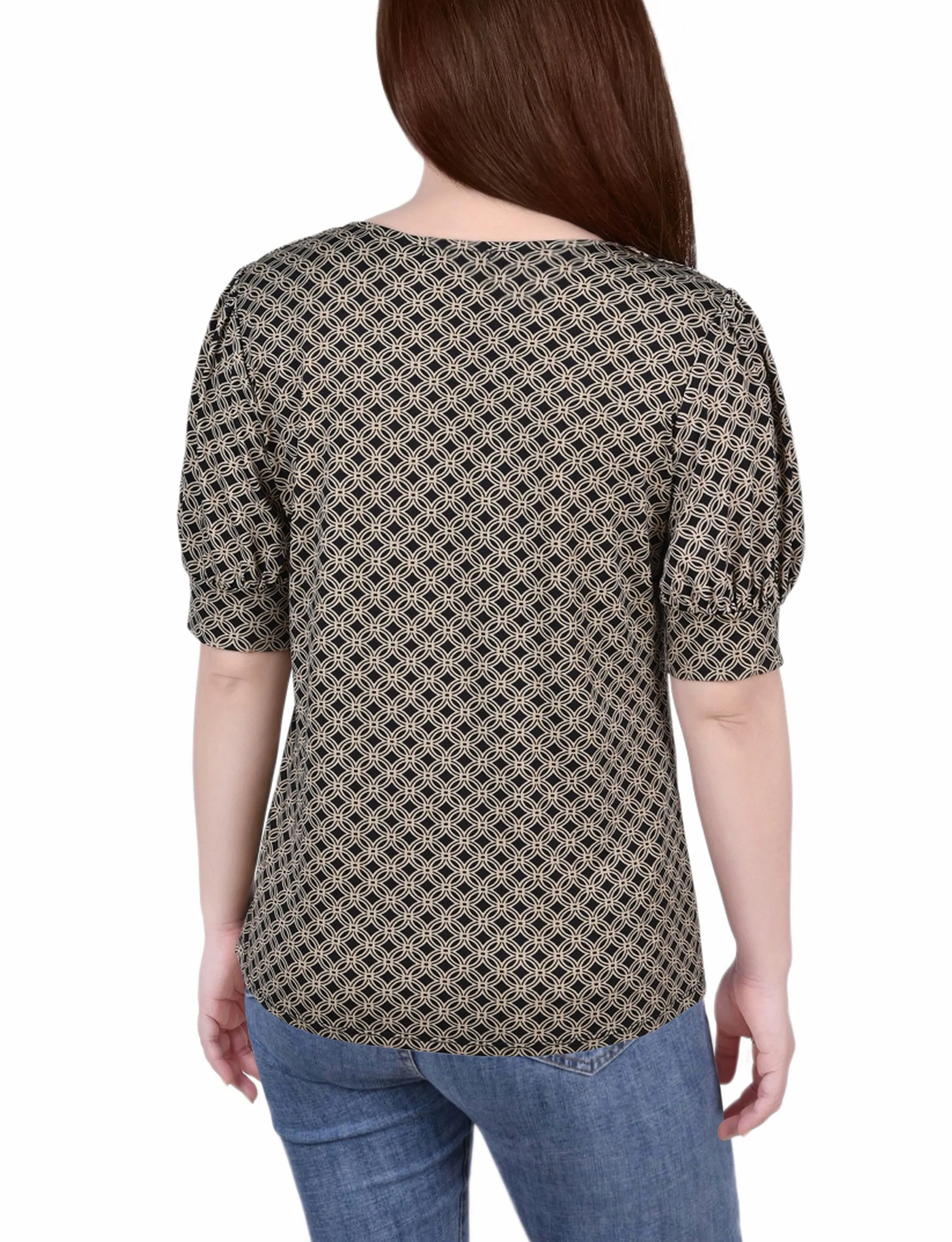 Short Sleeve Balloon Sleeve Top