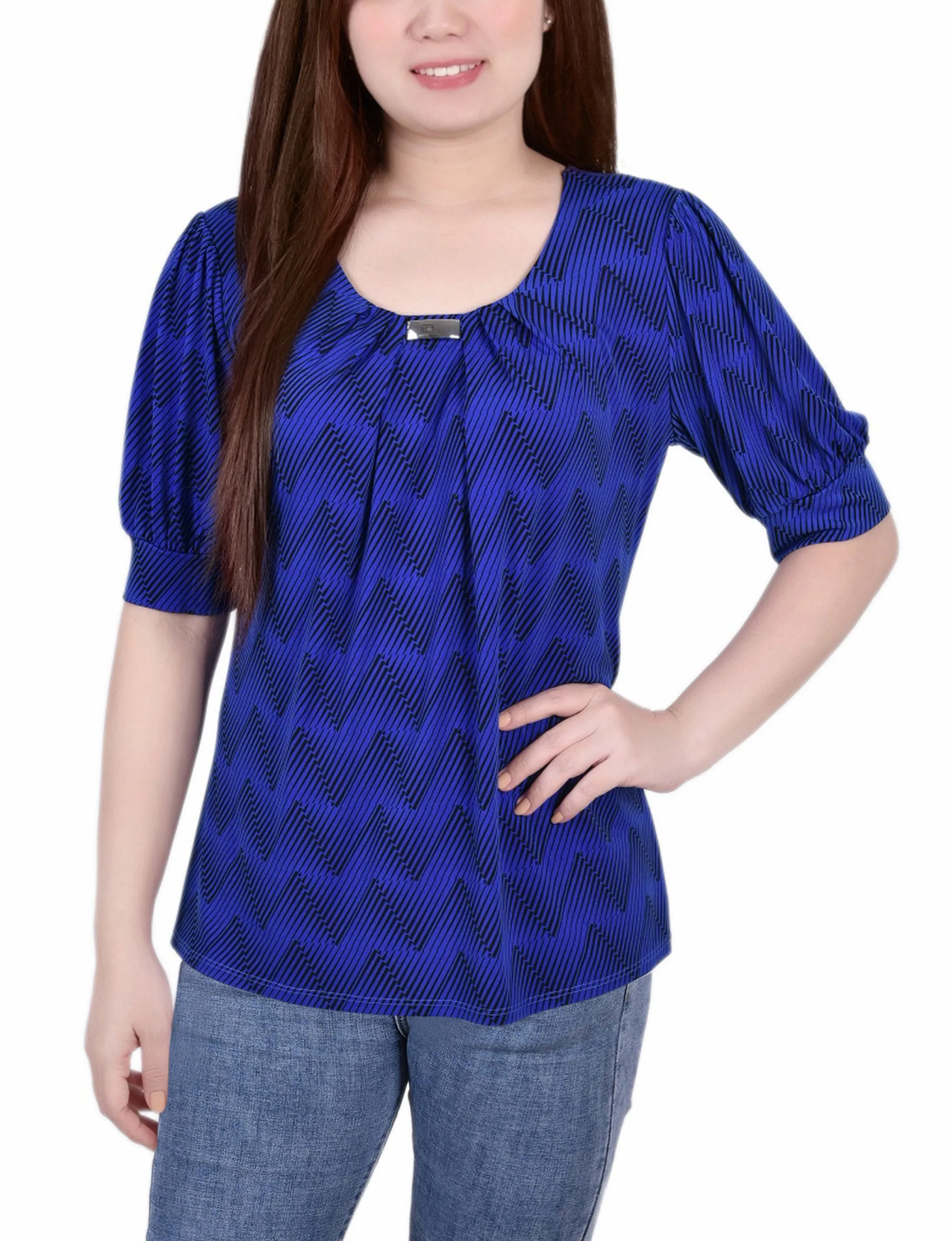Short Sleeve Balloon Sleeve Top
