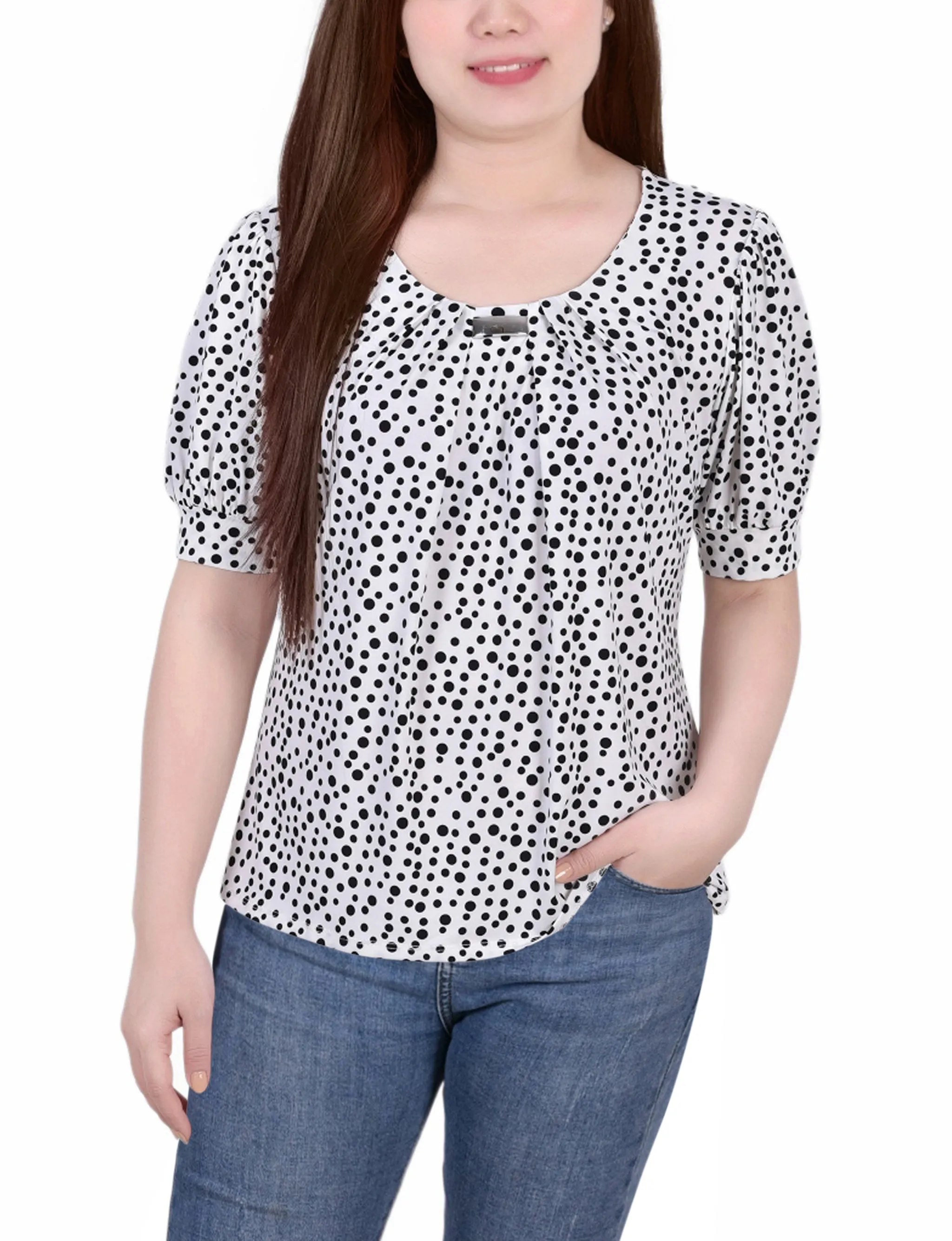 Short Sleeve Balloon Sleeve Top