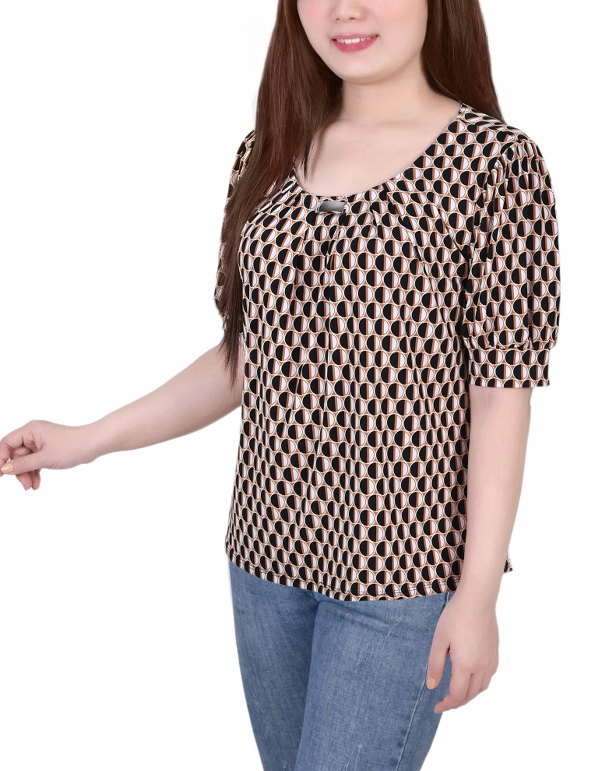 Short Sleeve Balloon Sleeve Top