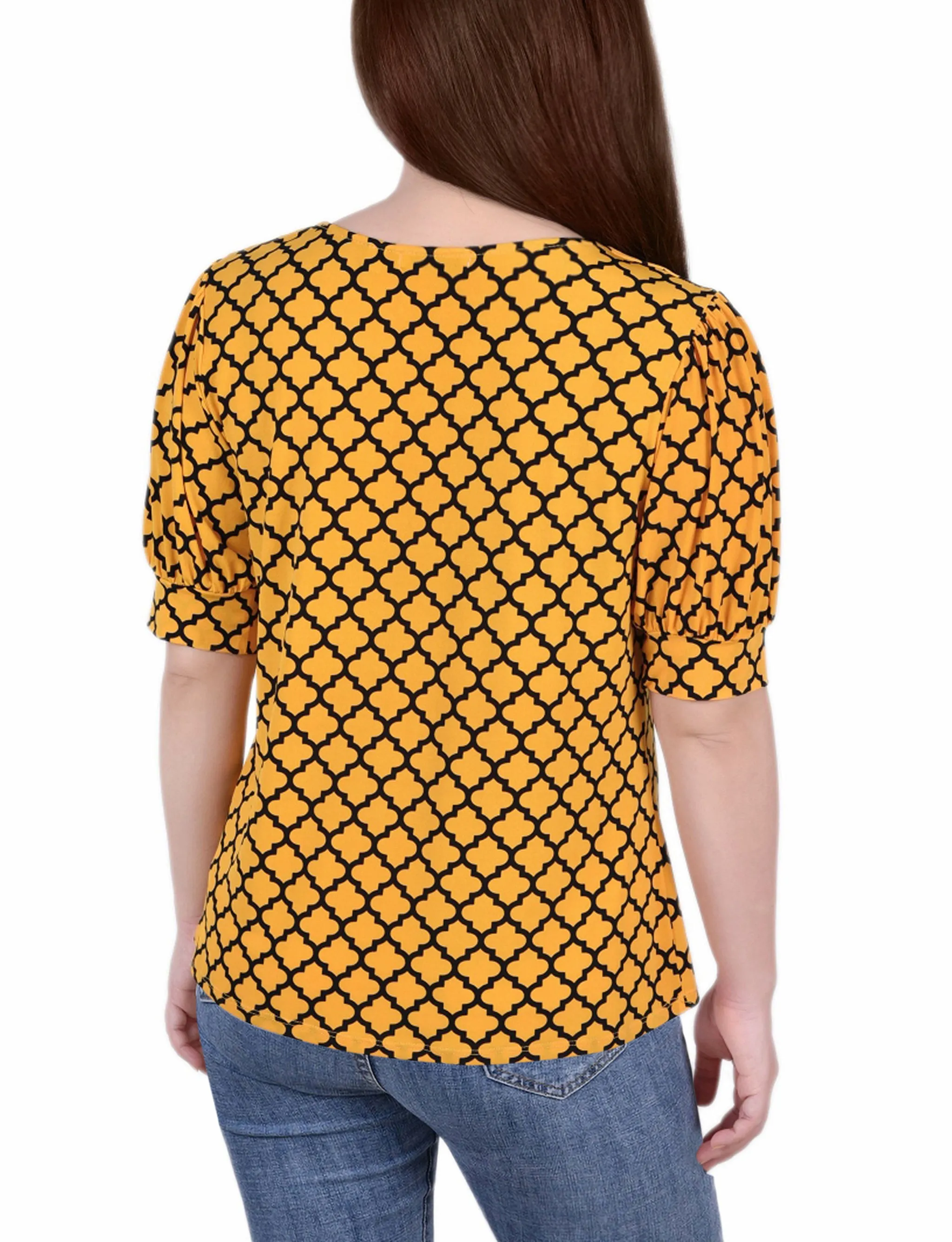 Short Sleeve Balloon Sleeve Top