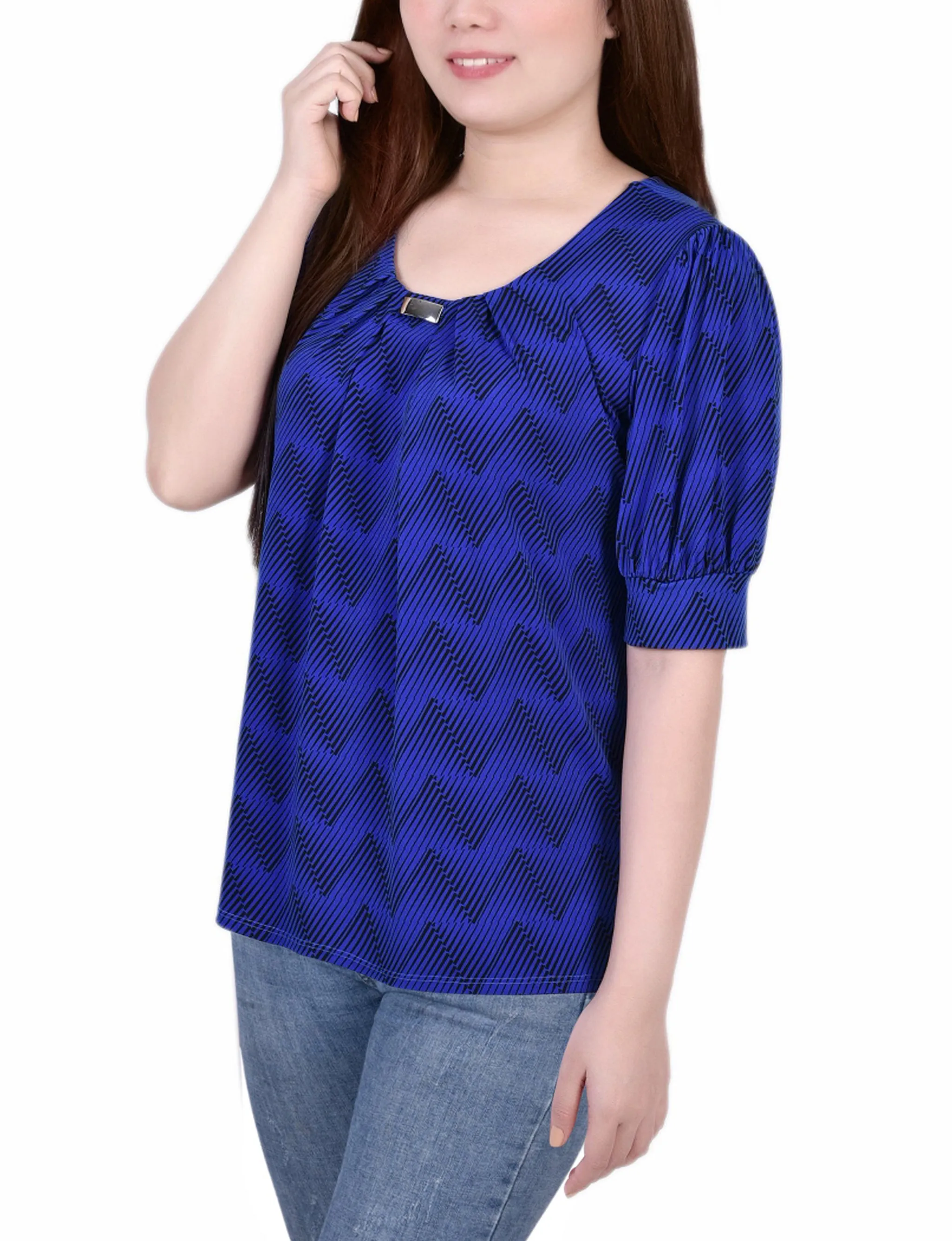 Short Sleeve Balloon Sleeve Top