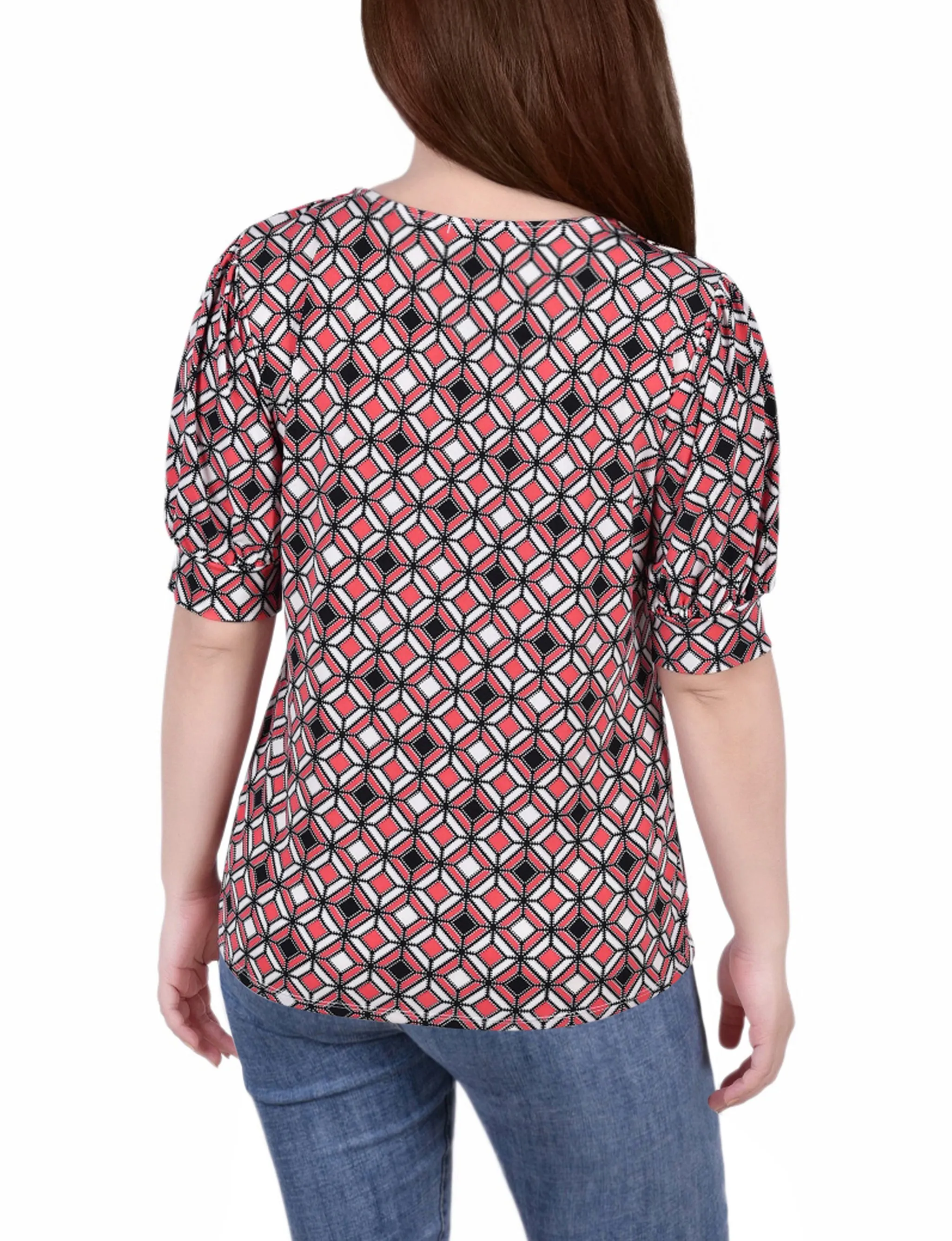 Short Sleeve Balloon Sleeve Top