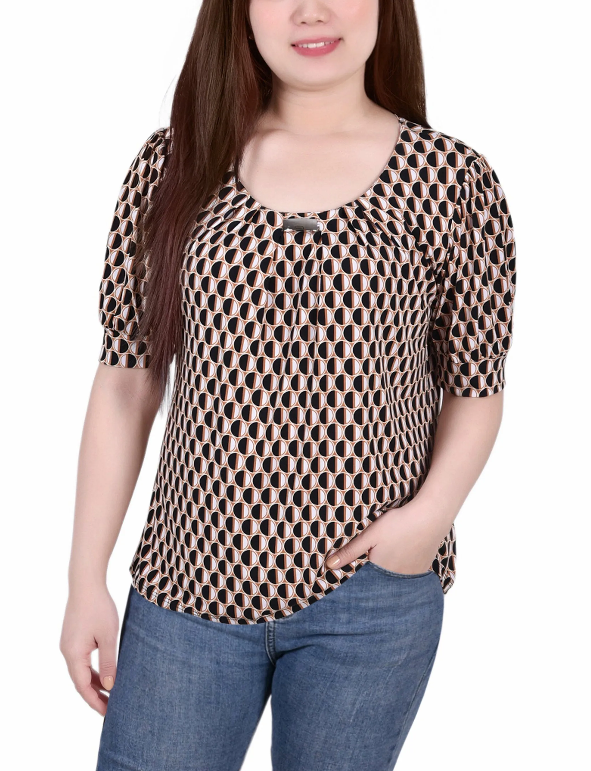 Short Sleeve Balloon Sleeve Top