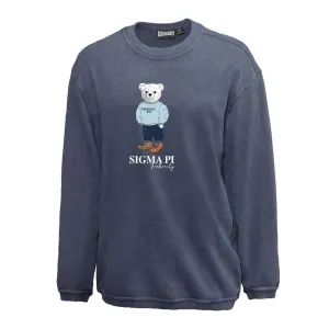 Sigma Pi Navy Sandwash Bear Crewneck