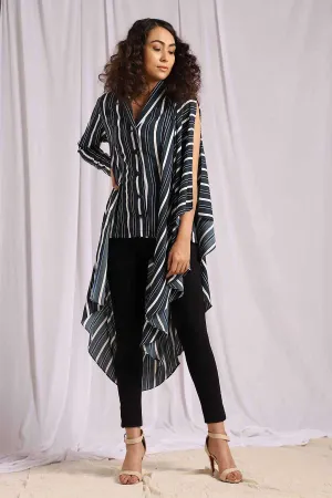 Slate Stripes Drape Blazer Tunic