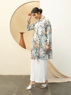 Soera Satin Gold Flower - Grey