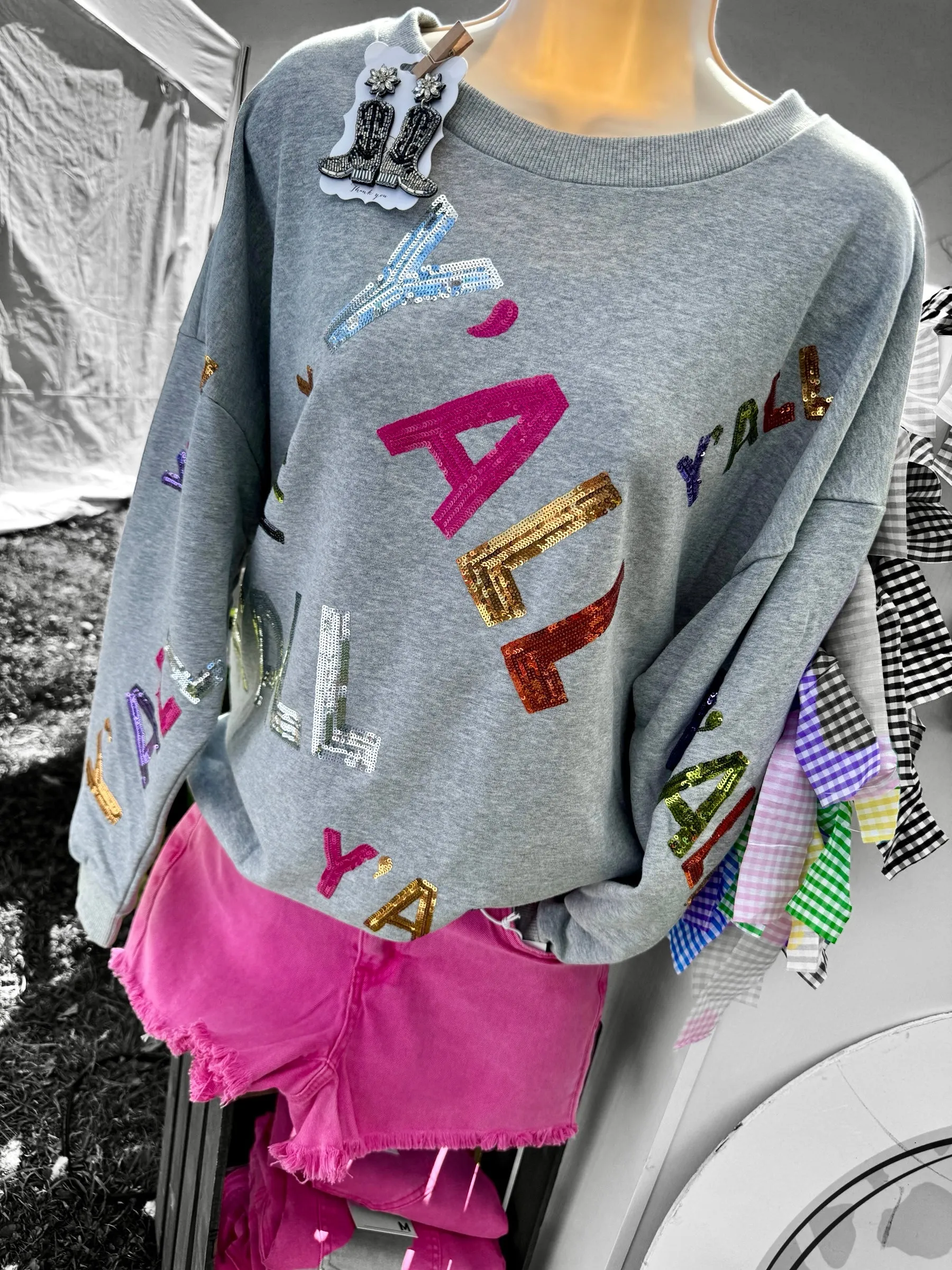 Sparkling Y'all Sequin Graphic Sweatshirt