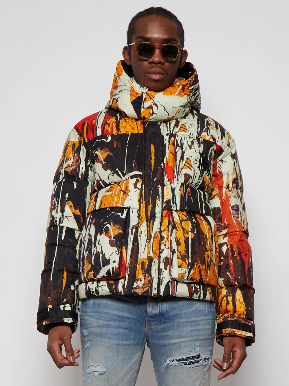 Splatter Down Puffer Jacket (Orange Camo) - PS22MOL006665
