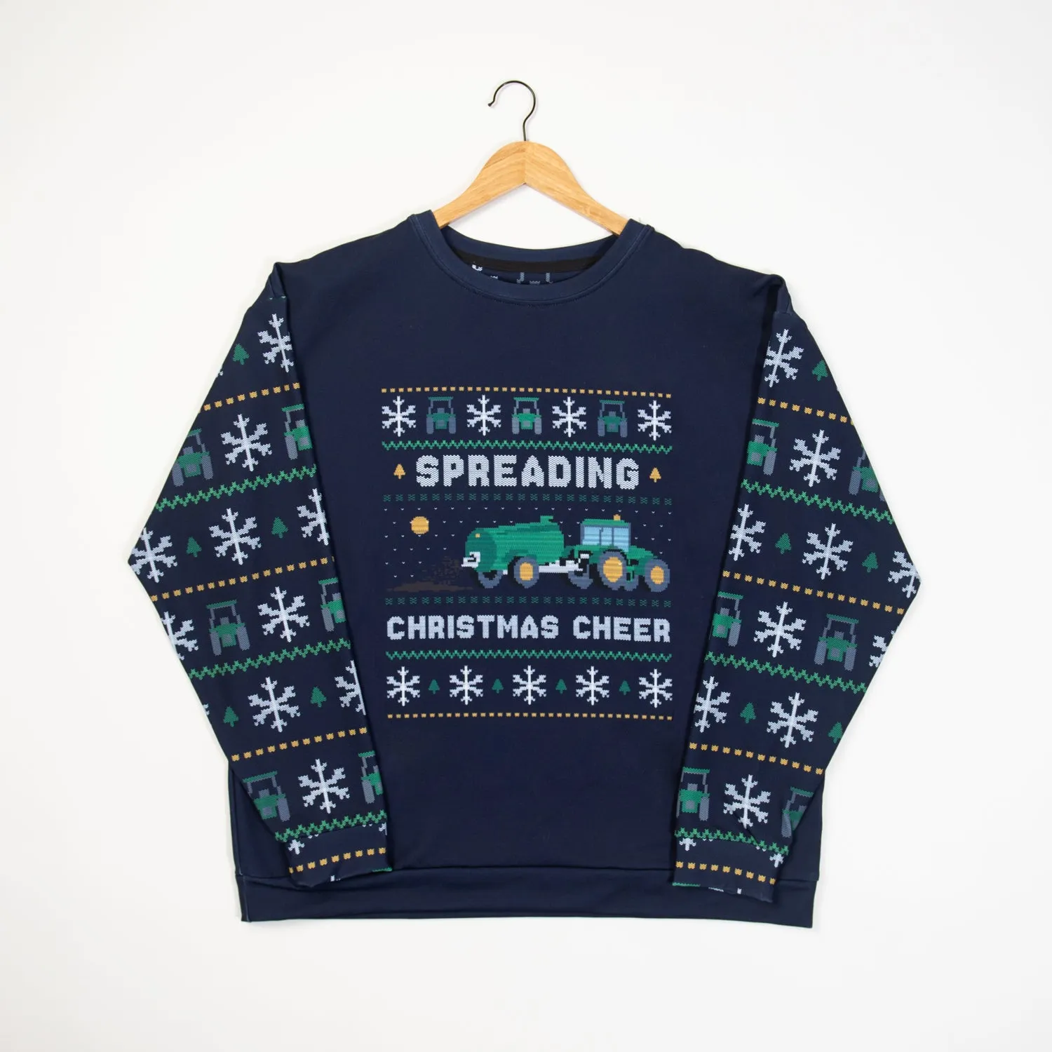 Spreading Christmas Cheer Green Tractor 'Ugly Christmas Sweater' Navy Crewneck