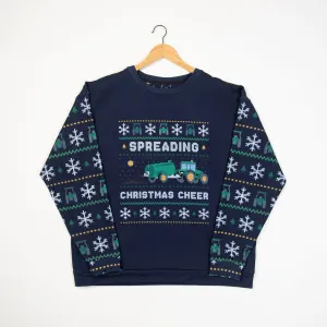 Spreading Christmas Cheer Green Tractor 'Ugly Christmas Sweater' Navy Crewneck