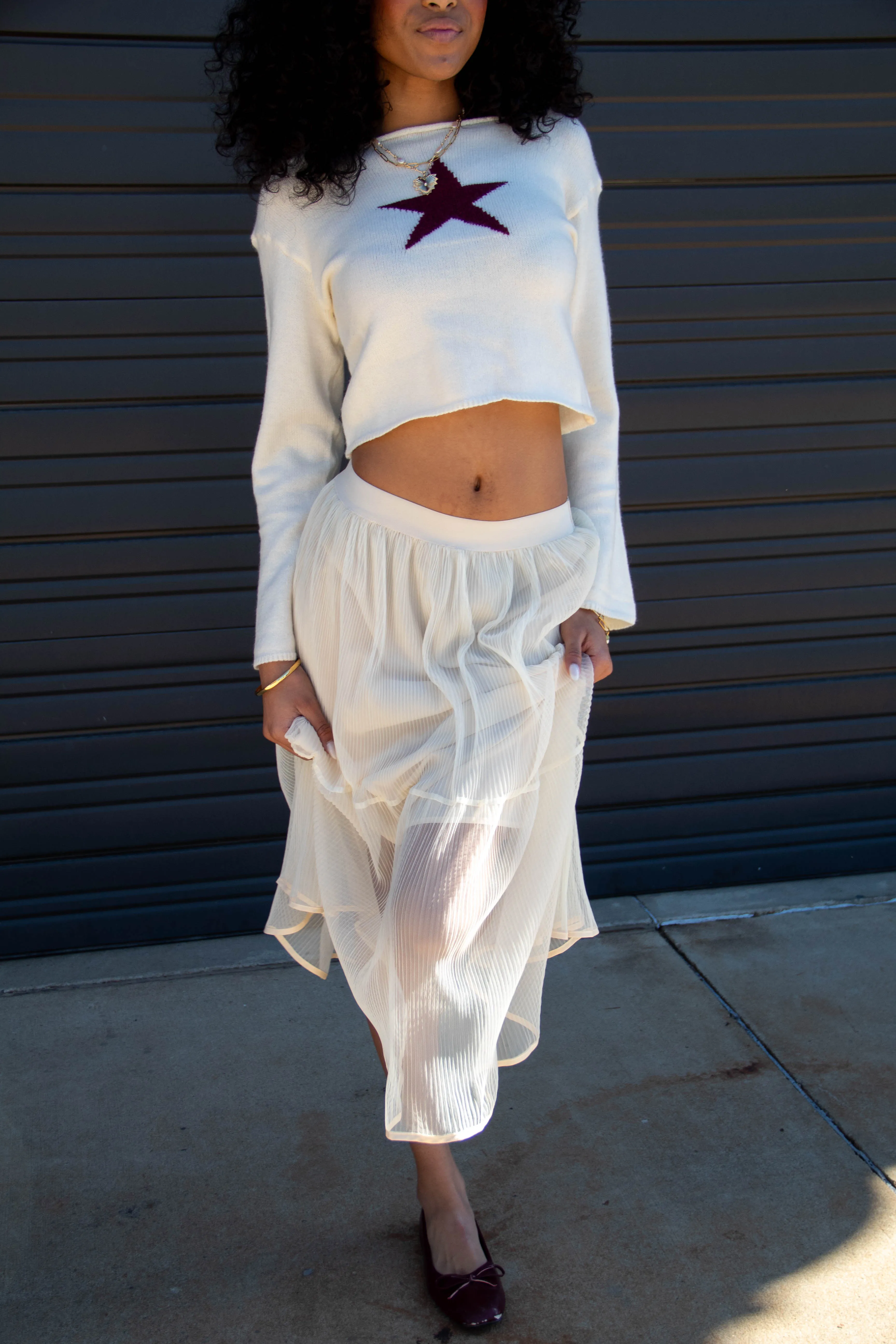 Star Knit Long Sleeve Top