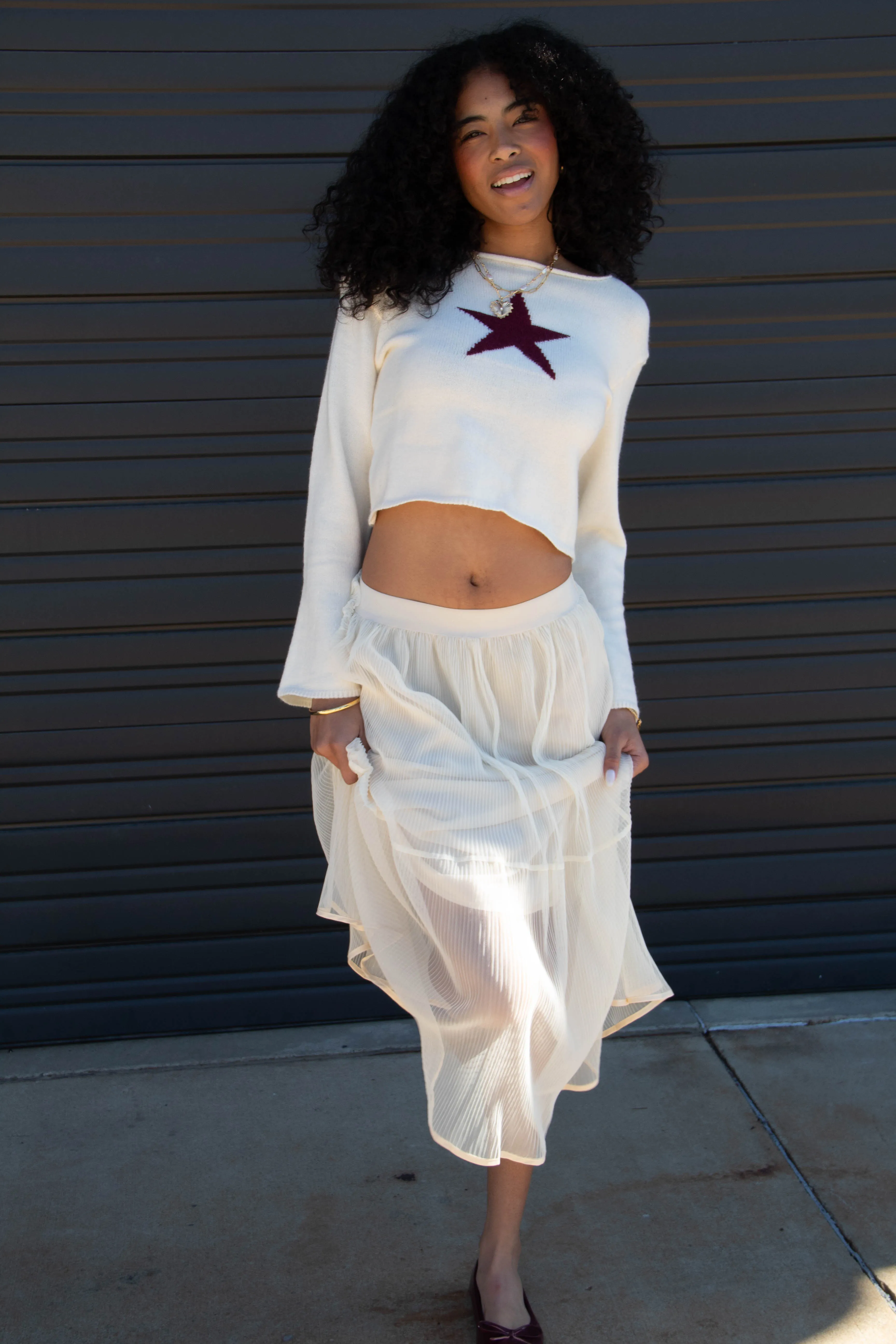 Star Knit Long Sleeve Top