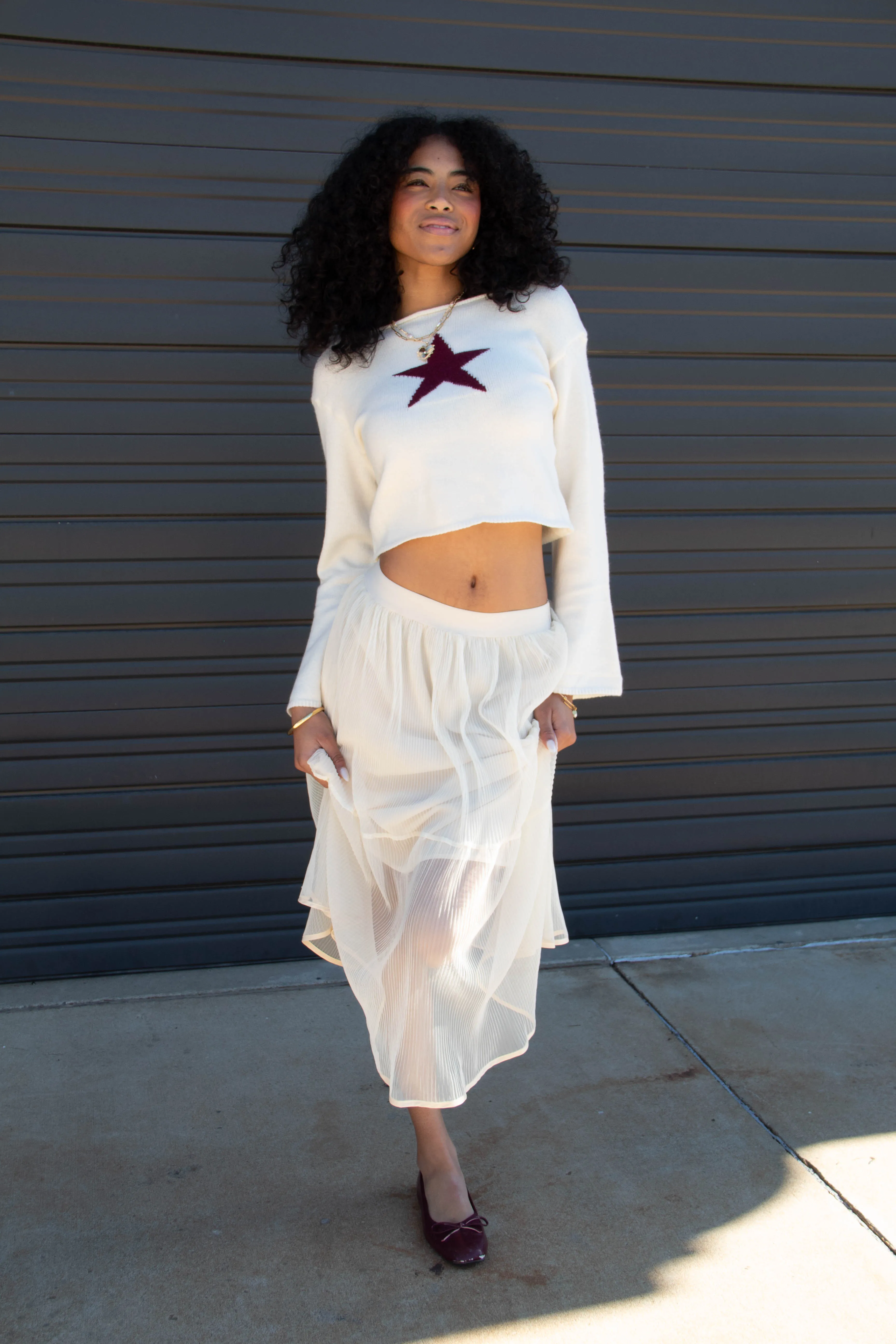 Star Knit Long Sleeve Top
