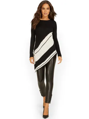 Stripe Asymmetrical Tunic Sweater