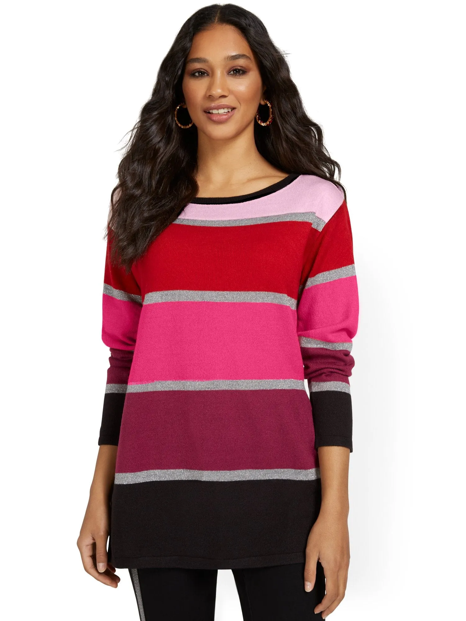Stripe Slouch Tunic Sweater