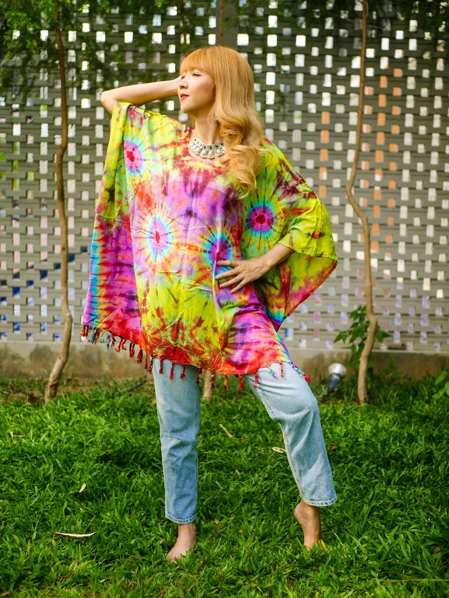 T0070- Hand Dyed Tunic Boho Kaftan Blouse Hippie Oversize Tops