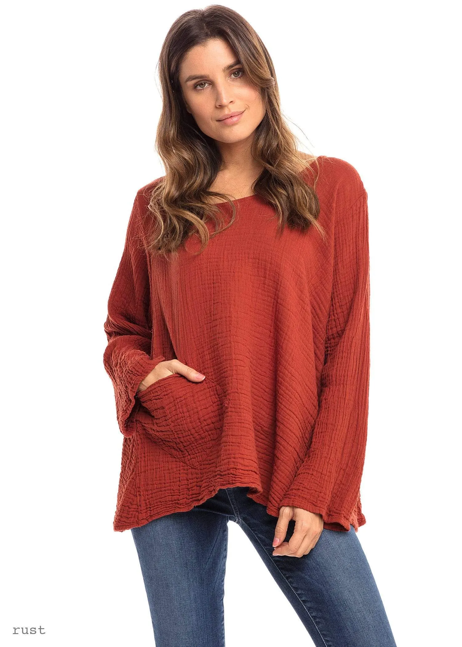Thai Cotton Long Sleeve Boxy Top