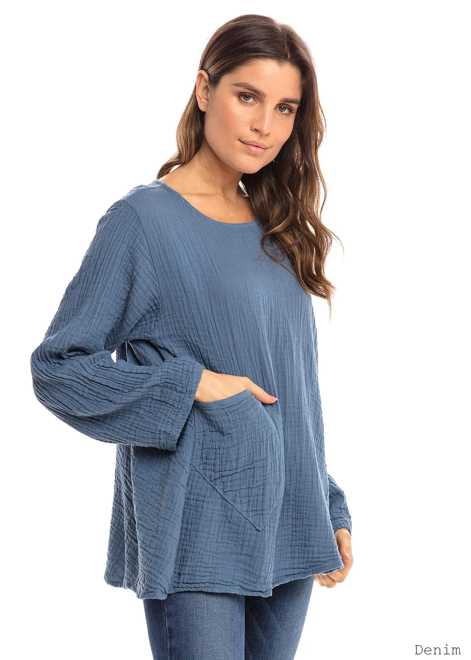 Thai Cotton Long Sleeve Boxy Top