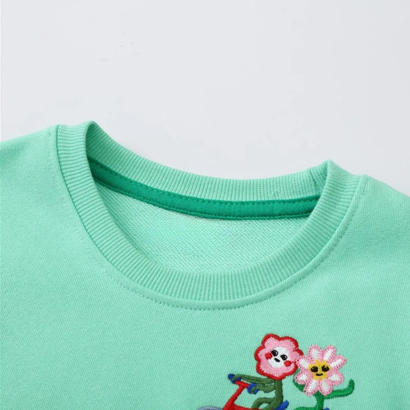 Toddler/Kid's "Pedal Power" Letter Design Green Sweatshirt