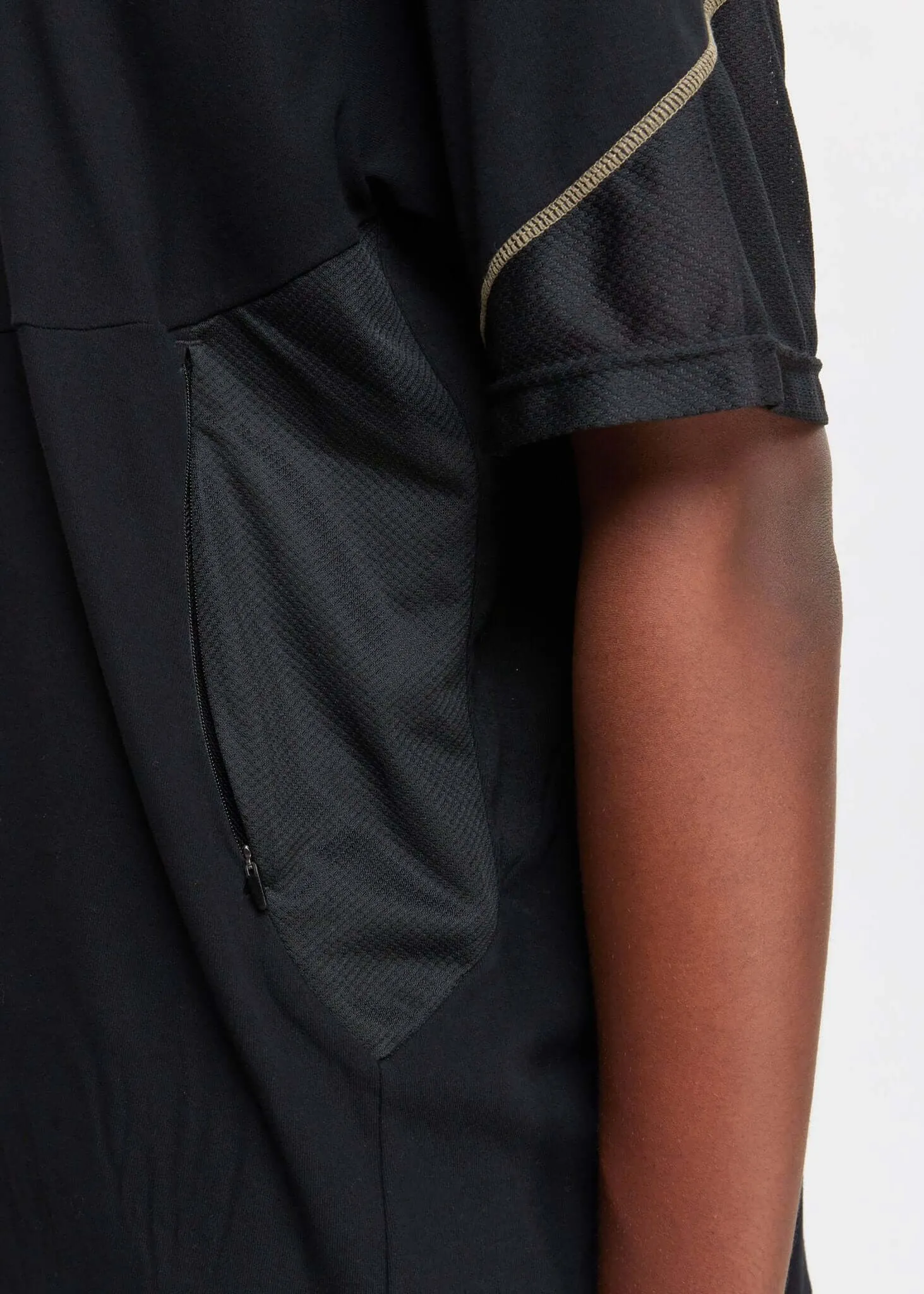 Top Stitched Panel T-Shirt With Zip Pockets