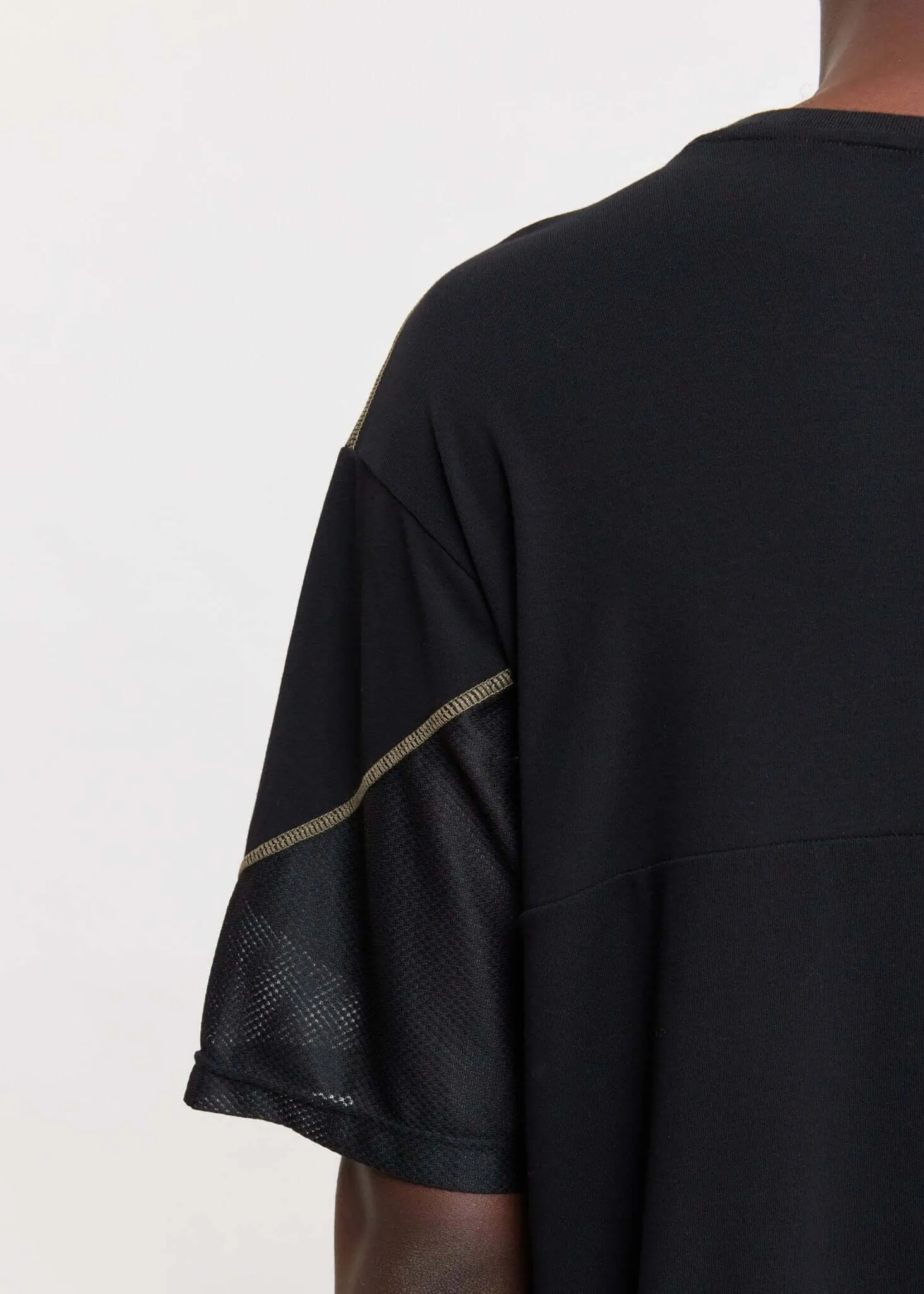 Top Stitched Panel T-Shirt With Zip Pockets