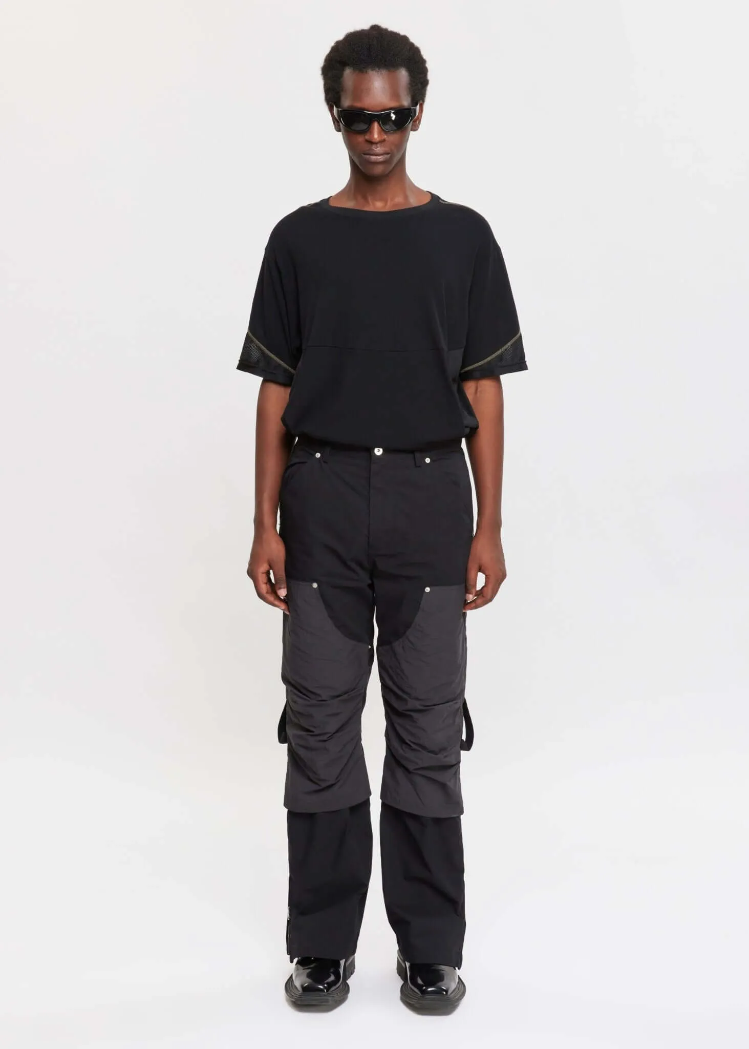 Top Stitched Panel T-Shirt With Zip Pockets