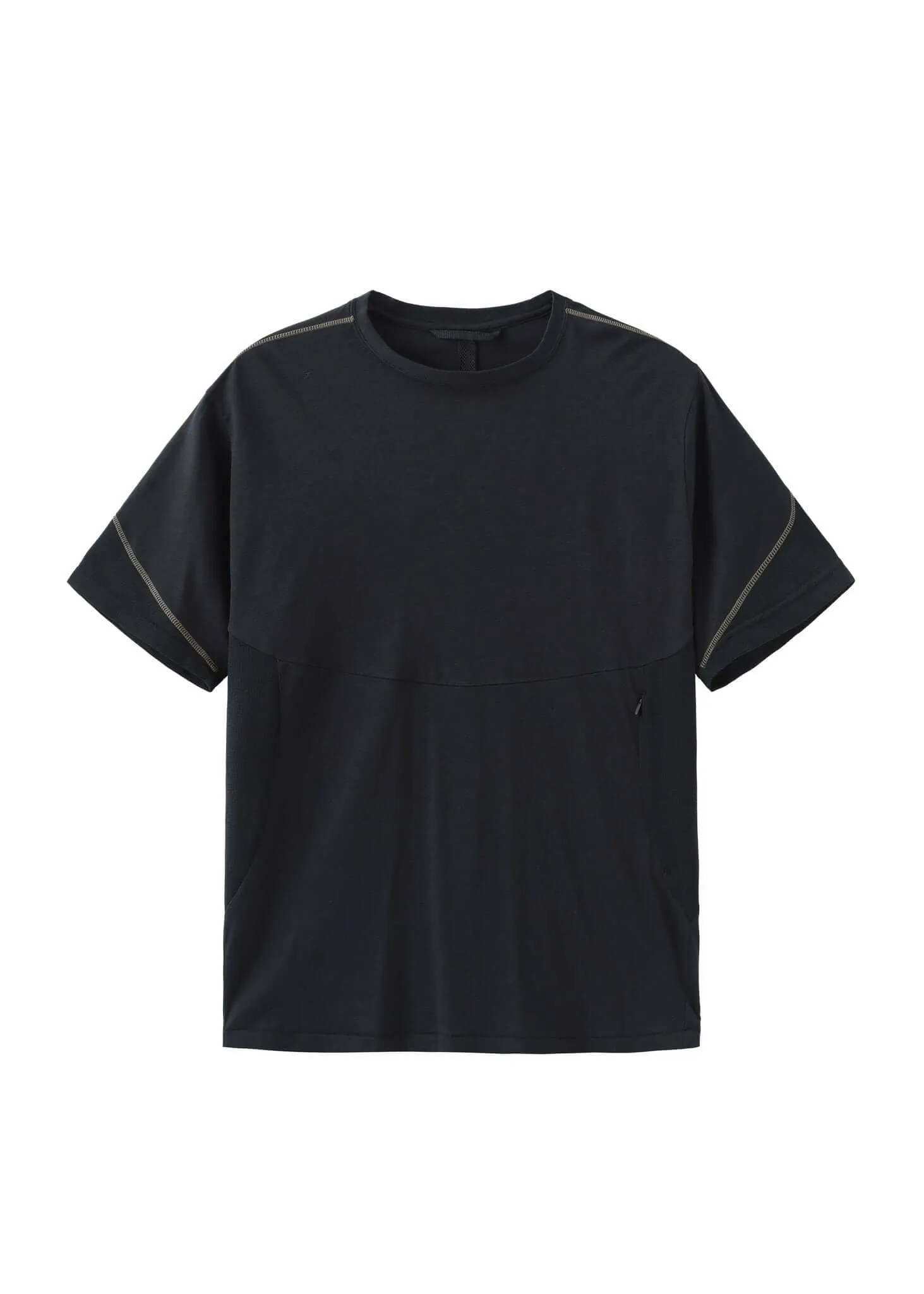 Top Stitched Panel T-Shirt With Zip Pockets