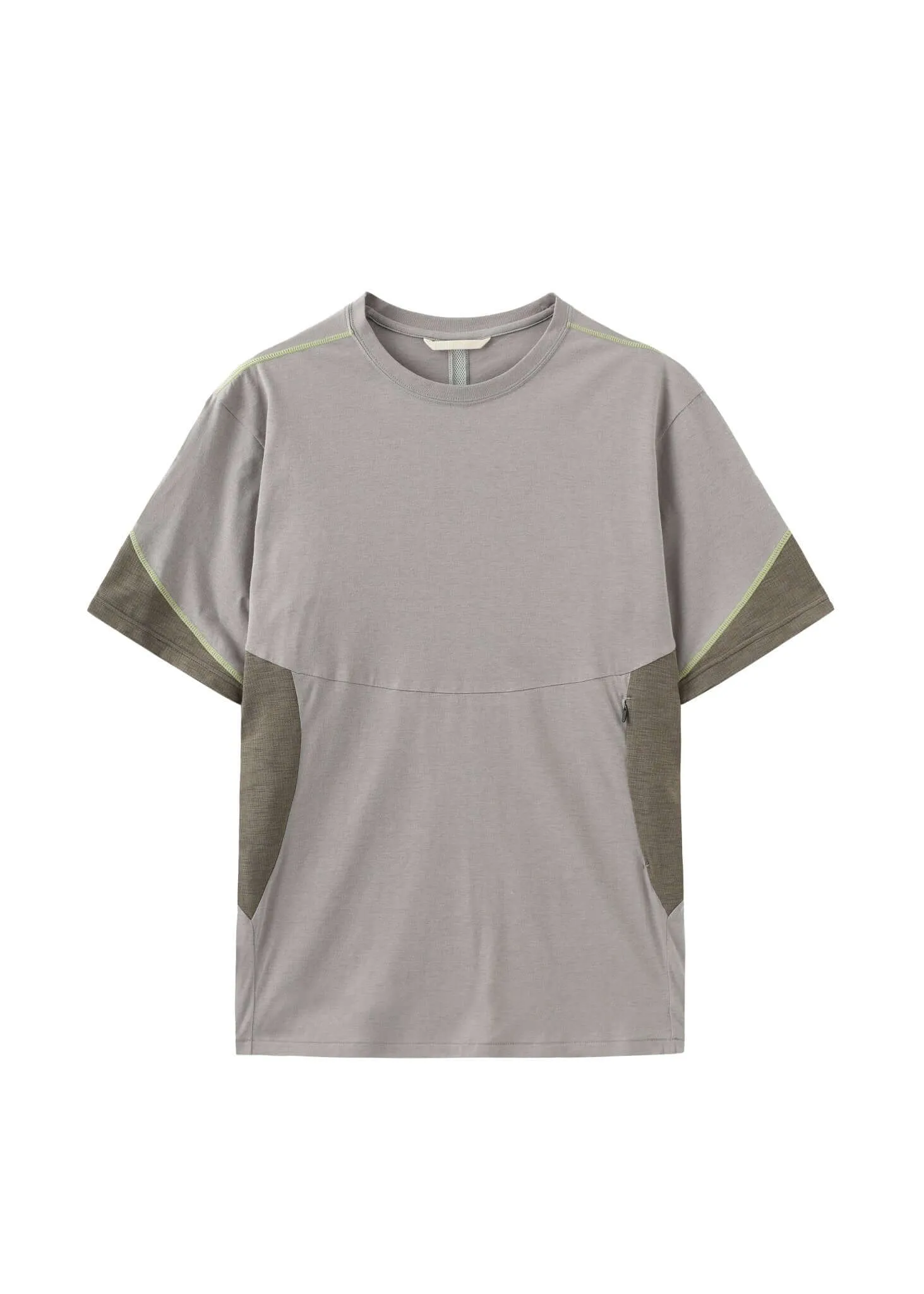 Top Stitched Panel T-Shirt With Zip Pockets