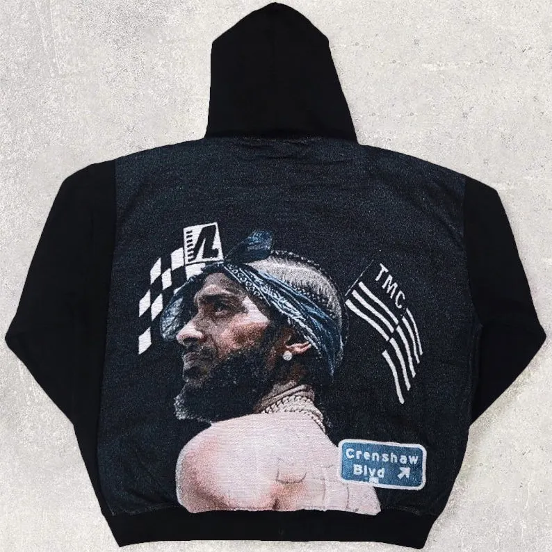 Trendy printed basketball pattern hoodie