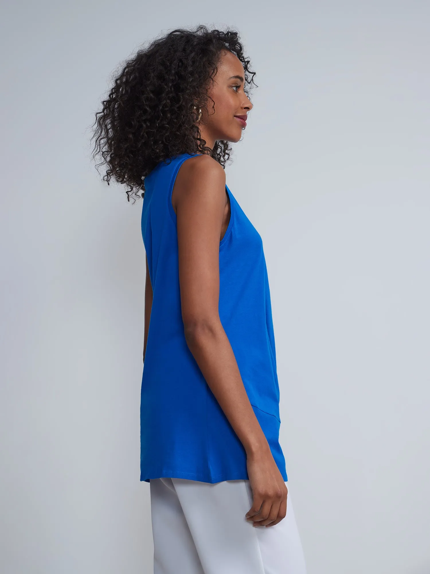 Twist-Front Sleeveless Tunic Top