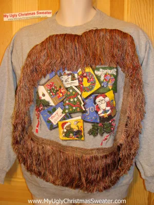 Ugly Christmas Tacky Sweatshirt with Massive Fringe (q46)
