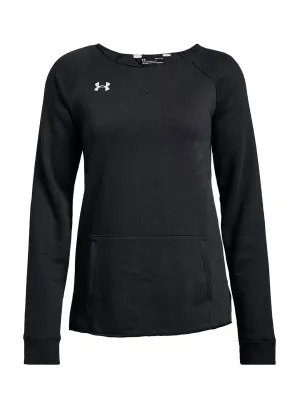 Under Armour Black / White Women&#x27;s Hustle Fleece Crewneck  Sweatshirt 1305784