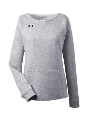 Under Armour Hustle Fleece Crewneck  Sweatshirt True Grey Heather / Black Women&#x27;s 1305784
